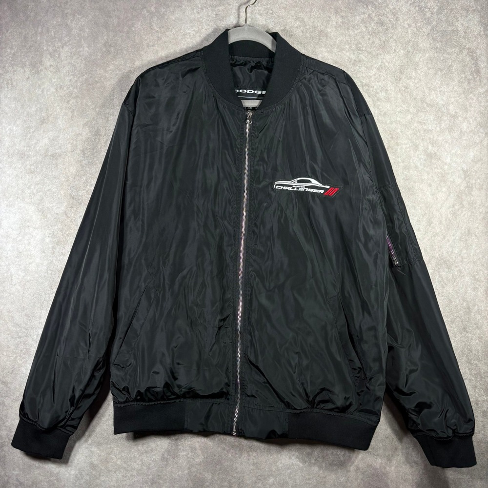 Dodge Challenger Jacket Mens 2XL Black JH Design Bomber Racing Muscle‎ Car Zip